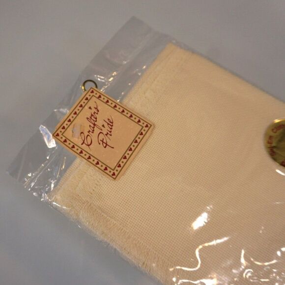 Crafters Pride Sal-Em Cloth Tan Breadcover 14 Count Fringed 18" x 18" New Sealed - Picture 3 of 5